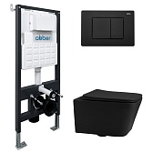 Комплект инсталляции Abber с унитазом Rechteck с кнопкой черной и сиденьем микролифт (AC1201MB-AC0105-AC0120MB)