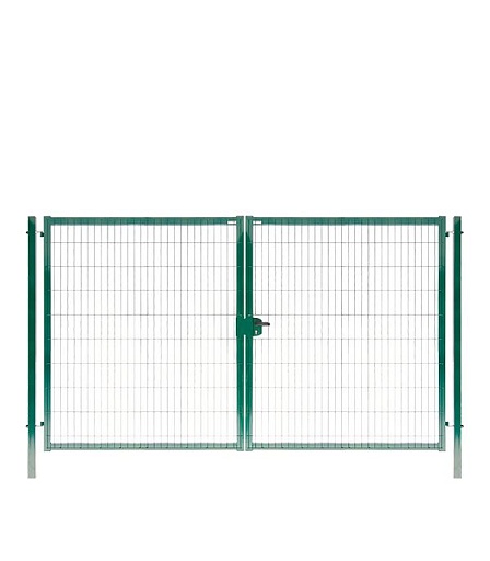 Ворота распашные с панелью Medium и столбами 3,5х2,03 м зеленые RAL 6005