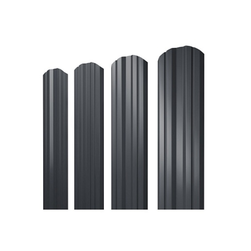 Евроштакетник двухсторонний twin 0,45 мм 100х1800 мм графитовый серый RAL 7024 фигурный срез