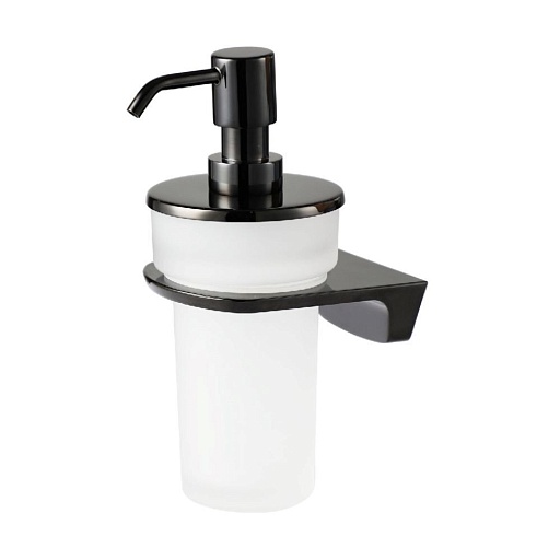 Дозатор для мыла WasserKraft Glan с держателем стекло матовый/металл черный (K-5199)