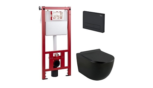 Комплект инсталляции Corsa Deco CX с унитазом Lavelly Classic Black с кнопкой черной и сиденьем дюропласт микролифт