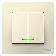 Выключатель Systeme Electric Blanca двухклавишный встраиваемый молочный с подсветкой (BLNVS006512) Выключатель Systeme Electric Blanca двухклавишный встраиваемый молочный с подсветкой (BLNVS006512)