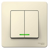 Выключатель Systeme Electric Blanca двухклавишный встраиваемый молочный с подсветкой (BLNVS006512)