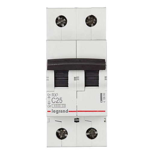 Автоматический выключатель модульный Legrand RX3 2P 25А тип C 4,5 кА 230/400 В (419699)