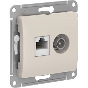 Розетка телевизионная/ компьютерная Systeme Electric Glossa встраиваемая молочная TV/ RJ45 (GSL000989)