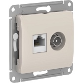 Розетка телевизионная/ компьютерная Systeme Electric Glossa встраиваемая молочная TV/ RJ45 (GSL000989)