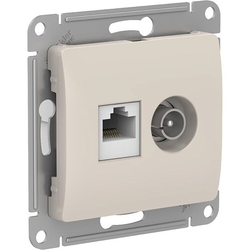 Розетка телевизионная/ компьютерная Systeme Electric Glossa встраиваемая молочная TV/ RJ45 (GSL000989)