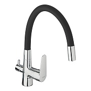 Смеситель для кухни Esko Coral черный/хром с гибким изливом с подключением к фильтру однорычажный (CL 03 B)