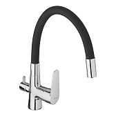 Смеситель для кухни Esko Coral черный/хром с гибким изливом с подключением к фильтру однорычажный (CL 03 B)