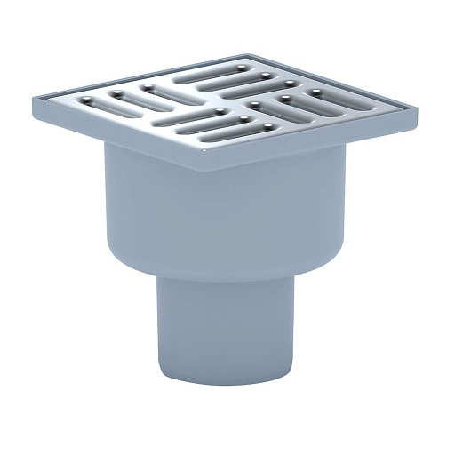 Трап душевой вертикальный АНИ пласт с гидрозатвором 100х100 мм d50 мм решетка из нержавеющей стали (TA5202)