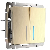 Выключатель Werkel двухклавишный встраиваемый шампань рифленый проходной (a051418) Выключатель Werkel двухклавишный встраиваемый шампань рифленый проходной (a051418)