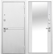 Дверь входная Ferroni 9СМ правая белая шагрень - эмалит белый с зеркалом 960х2050 мм