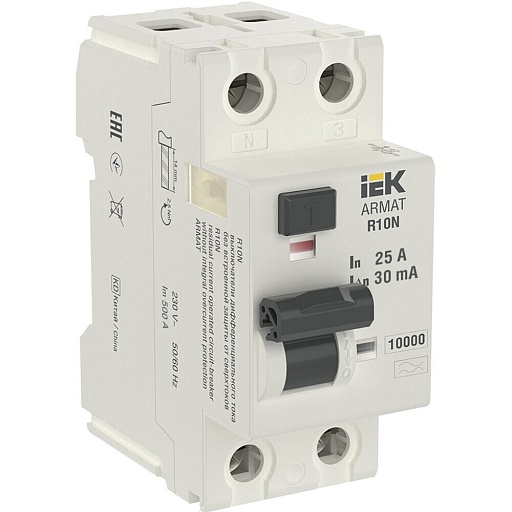 УЗО IEK Armat R10N 25А 2P тип A 30 мА (AR-R10N-2-025A030) УЗО IEK Armat R10N 25А 2P тип A 30 мА (AR-R10N-2-025A030)