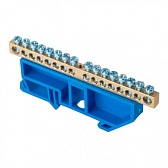 Шина нулевая на DIN-изоляторе EKF PROxima 6х9 мм 16 отверстий синяя (20 шт.) (sn0-63-16-d)