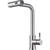 Смеситель для кухни ARGOtech Solid нержавеющая сталь с высоким изливом с водопадом с вытяжной лейкой однорычажный (35-16/3K SOLID) Смеситель для кухни ARGOtech Solid нержавеющая сталь с высоким изливом с водопадом с вытяжной лейкой однорычажный (35-16/3K SOLID)