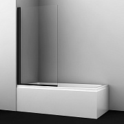 Шторка для ванной стеклянная прозрачная 80х140х0,6 см распашная профиль черный WasserKraft Berkel 48P (48P01-80BLACK)