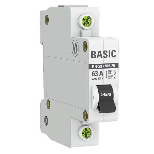 Выключатель нагрузки EKF Basic ВН-29 1Р 63А 230 В на DIN-рейку (SL29-1-63-bas) Выключатель нагрузки EKF Basic ВН-29 1Р 63А 230 В на DIN-рейку (SL29-1-63-bas)