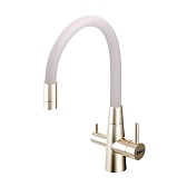 Смеситель для кухни Esko Coral бежевый/золото с высоким изливом с подключением к фильтру однорычажный (CL03GBG) Смеситель для кухни Esko Coral бежевый/золото с высоким изливом с подключением к фильтру однорычажный (CL03GBG)