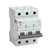Автоматический выключатель EKF Averes AV-6 3Р 6А тип C 400 В на DIN-рейку (mcb6-3-06C-av)
