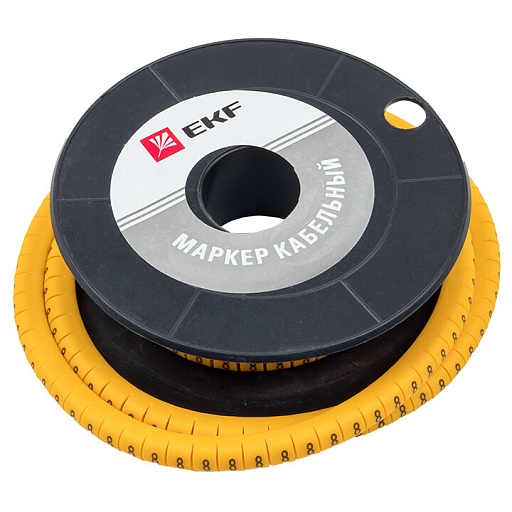 Маркеры кабельные (клипсы) EKF PROxima 4,5-8,6 мм цифра 8 желтые (350 шт.) (plc-KM-6-8)