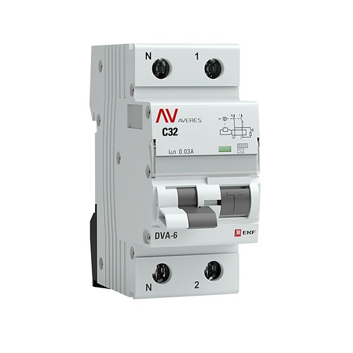 Автомат дифференциальный EKF Averes DVA-6 32А 1P+N тип AC 30 мА 6 кА (rcbo6-1pn-32C-30-ac-av) Автомат дифференциальный EKF Averes DVA-6 32А 1P+N тип AC 30 мА 6 кА (rcbo6-1pn-32C-30-ac-av)