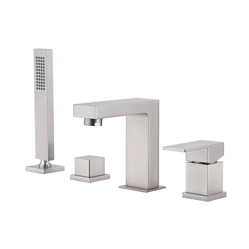 Смеситель на борт ванны Abber Daheim сатин однорычажный с лейкой (AF8213SP) Смеситель на борт ванны Abber Daheim сатин однорычажный с лейкой (AF8213SP)