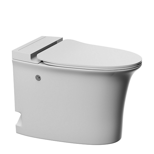 Унитаз напольный приставной Abber Bequem с горизонтальным выпуском с сиденьем дюропласт микролифт с импульсным смывом (AC1125P)