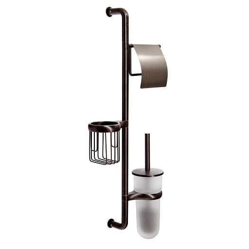 Стойка с бумагодержателем и ершом WasserKraft стекло/металл бронза  Стойка с бумагодержателем и ершом WasserKraft стекло/металл бронза