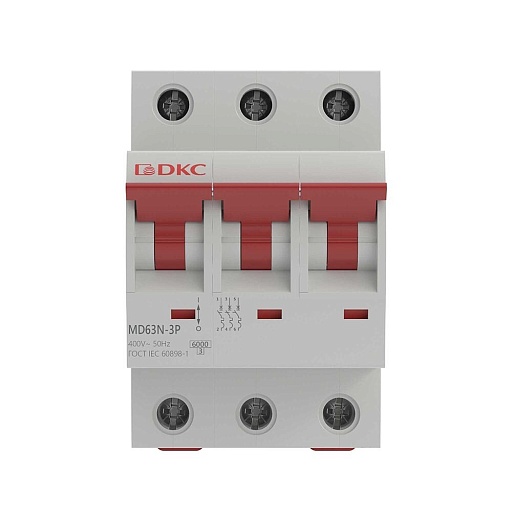 Автоматический выключатель модульный DKC Yon Max MD63N 3P 32А тип C 6 кА 400 В (MD63N-3PC32)