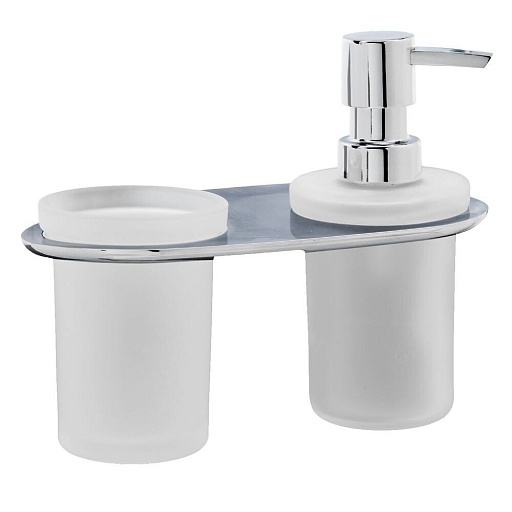 Дозатор для мыла WasserKraft Kammel с держателем стекло матовый/металл хром (K-8389)