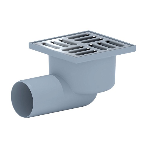 Трап душевой горизонтальный АНИ пласт с сухим затвором 100х100 мм d50 мм решетка из нержавеющей стали (TQ5102)