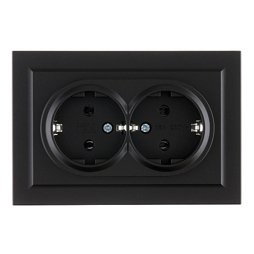 Розетка IEK Brite РС12-3-БрЧ встраиваемая черная (BR-R21-16-K02-F)