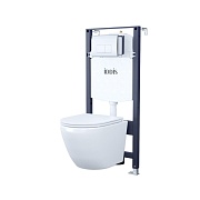 Комплект инсталляции Iddis Basic с унитазом BASBQ01i73 с кнопкой хром и сиденьем дюропласт микролифт быстросъем