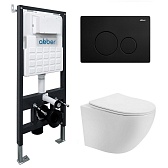 Комплект инсталляции Abber с унитазом Bequem с кнопкой черной и сиденьем микролифт (AC1100T-AC0105-AC0121MB)