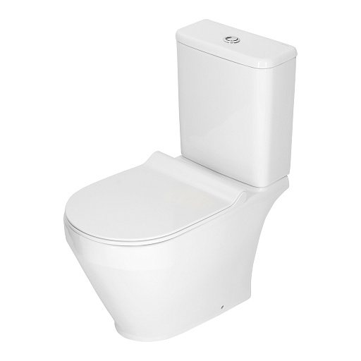 Унитаз-компакт Keramin Бари безободковый с горизонтальным выпуском с сиденьем дюропласт микролифт белый (00-003175)