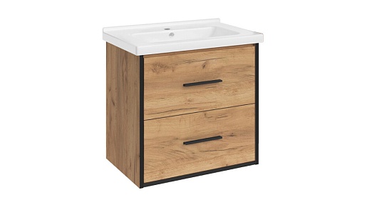 Комплект тумба с раковиной АСБ-Мебель Монца 60 см подвесная дуб золотой (12305/UM-COM60/1)