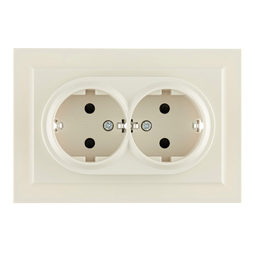 Розетка IEK Brite РСш12-3-БрКр встраиваемая бежевая со шторками (BR-R24-16-K10-F)