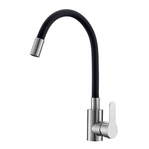 Смеситель для кухни Corsa Deco Vega Steel нержавеющая сталь/черный с гибким изливом однорычажный (966366)