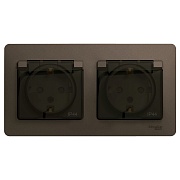 Розетка Systeme Electric Glossa встраиваемая шоколад со шторками (GSL000847)