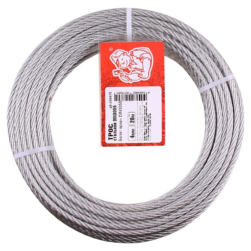 Трос стальной оцинкованный d4 мм DIN 3055 (20 м)