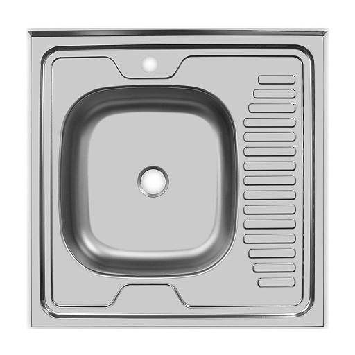 Мойка для кухни Ukinox Nord 60х60х12 см накладная с крылом сталь (Nr 600х600 0,4 L)