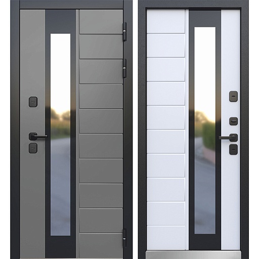 Дверь входная с терморазрывом Ferroni Luxor Termo 5 правая эмаль серый - эмалит белый 860х2050 мм