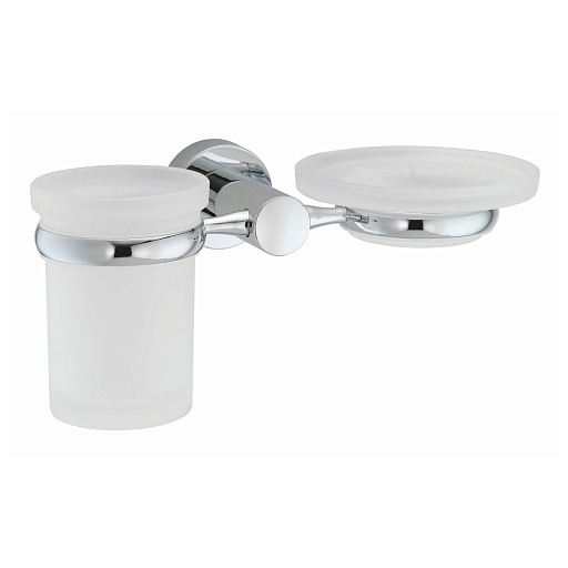 Стакан для ванной WasserKraft Donau с держателем стекло матовый/металл хром (K-9426)