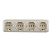 Розетка SVET четверная SV1001-0012 открытая установка бежевая с заземлением со шторками Розетка SVET четверная SV1001-0012 открытая установка бежевая с заземлением со шторками