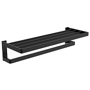 Полка для полотенец Abber Westen 600х210 мм с дополнительной штангой на шуруп нержавеющая сталь черная матовая (AA1758B)
