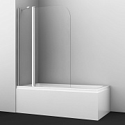 Шторка для ванной стеклянная прозрачная 110х140х0,6 см распашная профиль серебро WasserKraft Leine 35P (35P02-110 Fixed)