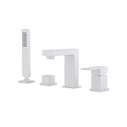 Смеситель на борт ванны Abber Daheim белый матовый однорычажный с лейкой (AF8213W)