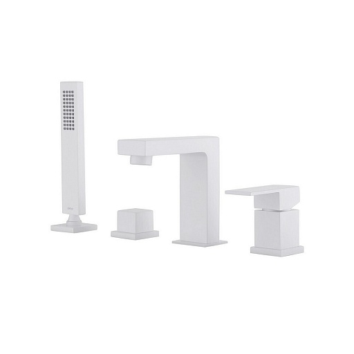 Смеситель на борт ванны Abber Daheim белый матовый однорычажный с лейкой (AF8213W) Смеситель на борт ванны Abber Daheim белый матовый однорычажный с лейкой (AF8213W)