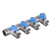 Коллектор Henco (VB050504-BLAUW) 3/4 ВР(г) х 4 выхода 3/4 НР(ш) ЕК х 3/4 НР(ш) с шаровыми кранами Коллектор Henco (VB050504-BLAUW) 3/4 ВР(г) х 4 выхода 3/4 НР(ш) ЕК х 3/4 НР(ш) с шаровыми кранами