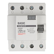 УЗО EKF Basic ВДТ-40 63А 3P+N тип AC 300 мА 4,5 кА (elcb-4-63-300e-sim)